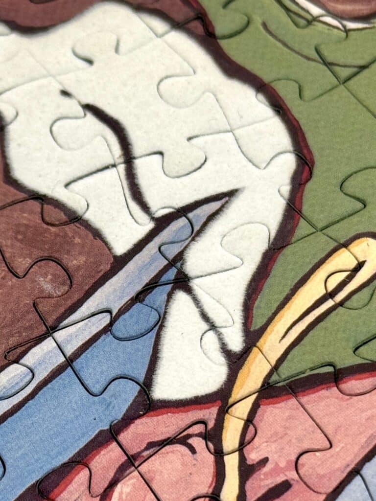 Exquisite puzzle pieces with a fuzzy, flocked texture