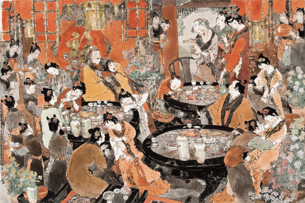 Dream of the Red Chamber–themed painting “Lady Shi’s Two Banquets at the Grand View Garden” by artist Dai Dunbang
Buy this puzzle in shop>>